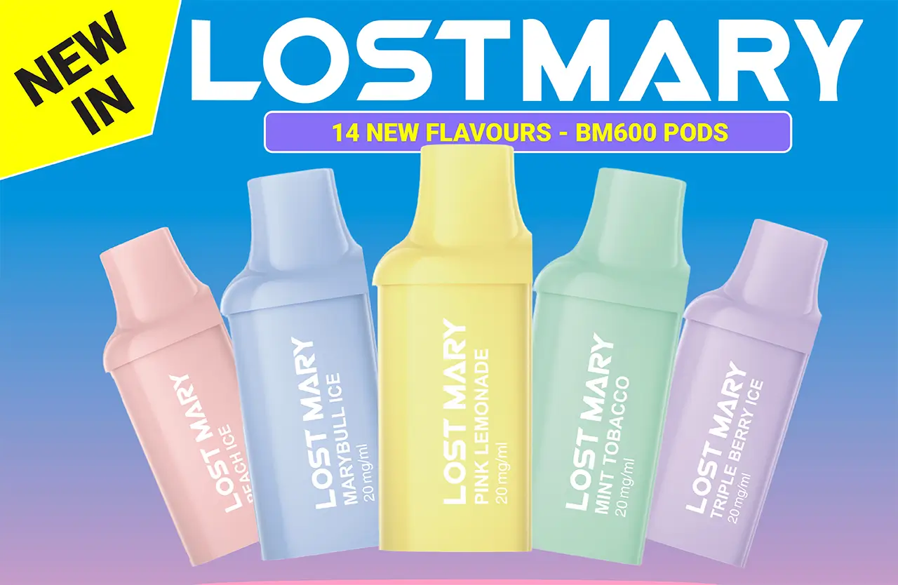 LOST MARY BM600 PODS - 14 NEW FLAVOURS BANNER
