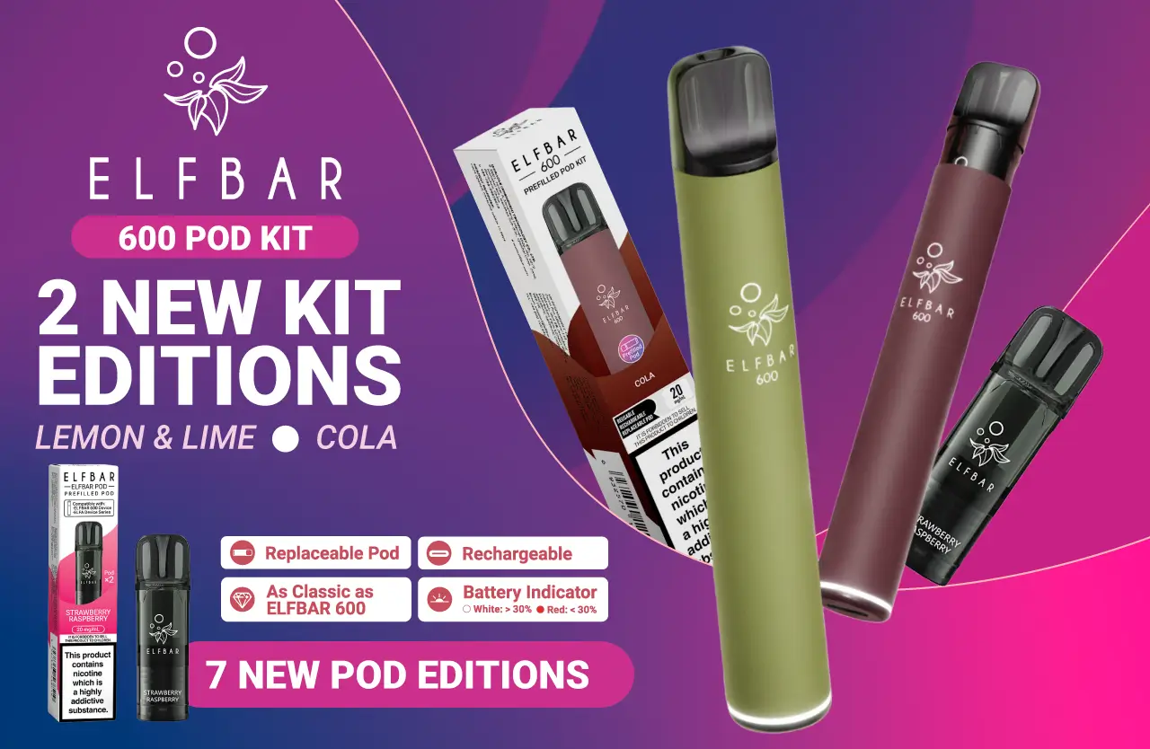 Elfbar 600 2 New kits, 7 New pod flavours